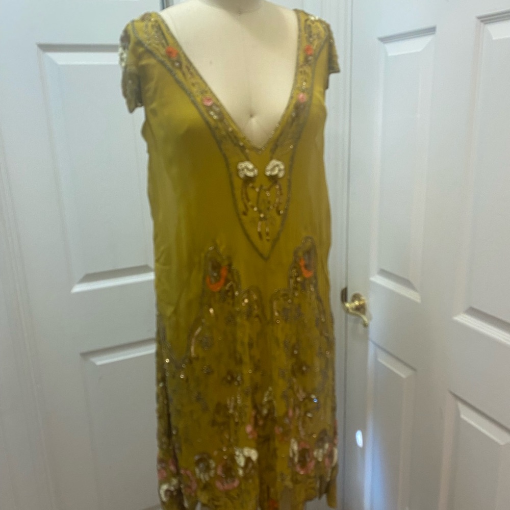 FREE PEOPLE MAGIC GARDEN PARTY DRESS 20s Flapper ART DECO Sequin Embellished S - Picture 7 of 16